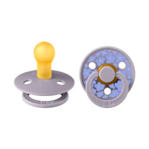 Set 2 suzete rotunde din latex BIBS Studio Colour 0-6 luni Jasmine/Fossil Grey Mix 0-6 luni BIBS