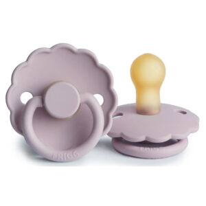 Suzeta rotunda din latex FRIGG Daisy Soft Lilac 0-6 luni FRIGG