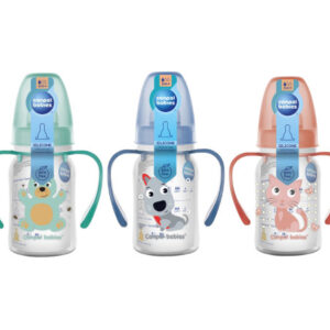 Biberon 120ml cu imagini si maner Tritan Happy animals