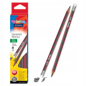 Creion grafit HB triunghiular, cu radiera Colorino