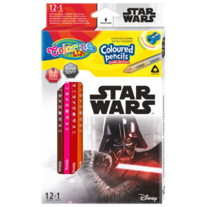 Set creioane colorate triunghiulare 12 buc+ascutitoare Star Wars Disney Colorino