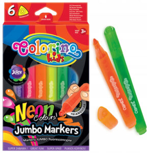 Set carioci triunghulare 10 buc neon Jumbo Colorino
