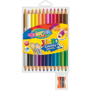 Set creioane colorate rotunde cu virfuri diferite 12 buc+ascutitoare Colorino