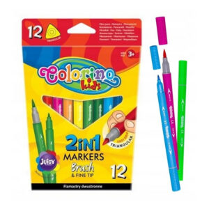 Set carioci cu virfuri diferite Brush&Fine 12 buc Colorino