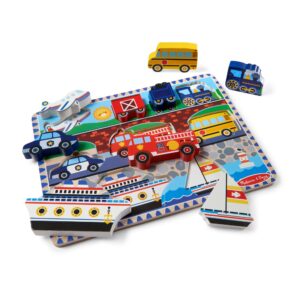 Puzzle din lemn Vehicole MELISSA and DOUG