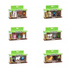 Set 3 Figurine 3D in asort. MINECRAFT PMI