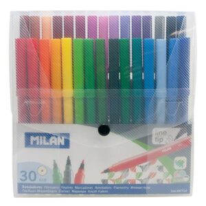 Set carioci 30 cul. varf subtire, cutie plastic, Milan