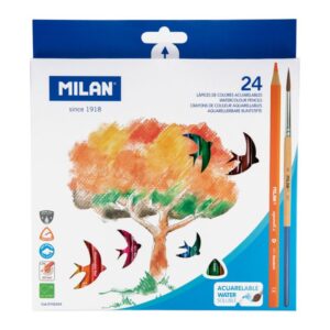 Set creioane colorate acuarela 24 cul. cu periuta, Milan