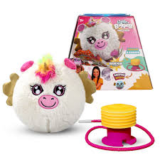 Jucarie gonflabila Unicorn alb 22 cm minge pufoasa cu pompa Biggies