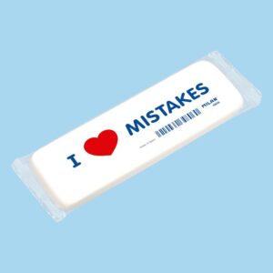 Radiera I love mistakes, impachetata individual, Milan