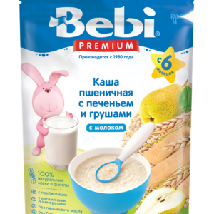 Terci de grau cu lapte, biscuiti si pere 6+luni 200g Bebi Premium