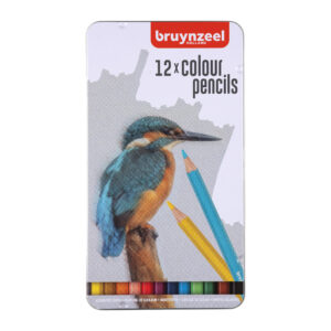 Set creioane colorate Kingfisher 12 culori, cutie metal, Bruynzeel ROYAL TALENS