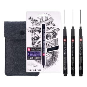 Set de stilouri tehnice - Black Edition set de 3 buc + cutie gratuita Pigma Micron Sakura ROYAL TALENS