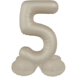 Balon Folie72cm Creamy Latte Cifra 5 cu baza Folat