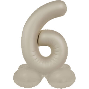 Balon Folie72cm Creamy Latte Cifra 6 cu baza Folat
