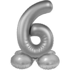 Balon Folie72cm Moonlight Silver Cifra 6 cu baza Folat