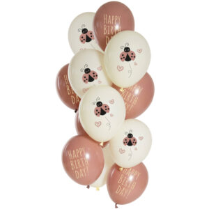 Set 12 Baloane latex Happy Birthday Buburuza 33cm Folat