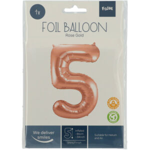 Balon Folie 86cm Rose Gold Cifra 5 Folat