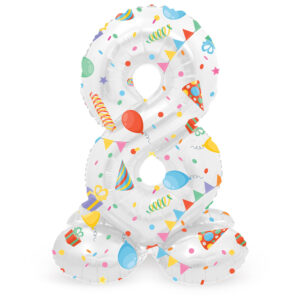 Balon Folie 72cm Joyful Party Cifra 8 cu baza Folat