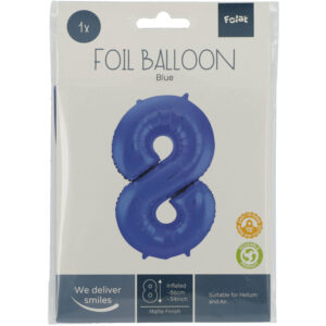 Balon Folie 86cm Matte Albastru Cifra 8 Folat