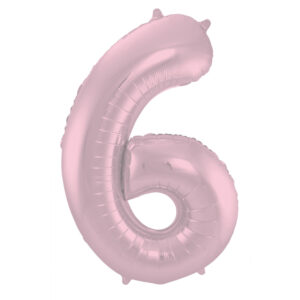 Balon Folie 86cm Matte Pastel Roz Cifra 6 Folat