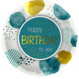 Balon Folie 45 cm Birthday Teal Auriu Folat