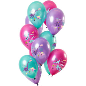 Set 12 Baloane latex Dino Metallic fete 33cm Folat