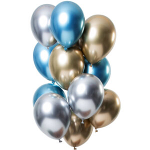 Set 12 Baloane latex Mirror Effect Sapphire 33cm Folat