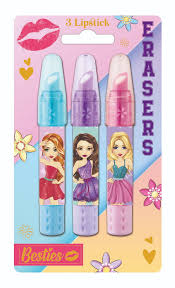 Set 3 radiere Besties tip ruj culori pastel GRAFIX
