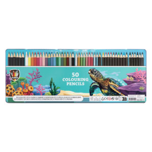 Set 50 creioane colorate in cutie metalica Grafix