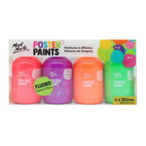 Set vopsele Poster Paint 4 culori fluo, 250ml Mont Marte