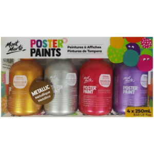 Set vopsele Poster Paint 4 culori metalice, 250ml Mont Marte