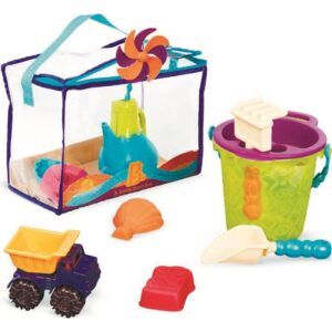 Set de joaca in geanta transparenta pentru nisip Caldarusa lime cu accesorii BATTAT SUMMER