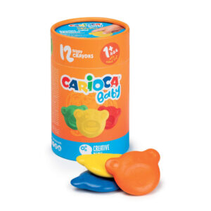 Set creioane cerate Baby Tedy 1+, 12 cul. in tub Carioca