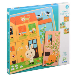 Puzzle din lemn in 3 straturi &mdash; Casuta iepurasilor DJECO
