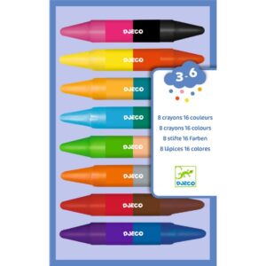 Set 8 creioane de colorat duble Djeco