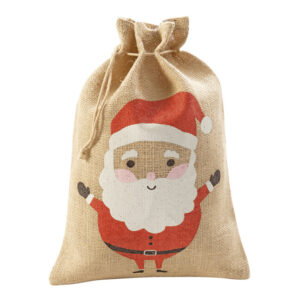 Sac din iuta Mos Craciun 17x25cm, natural Folia