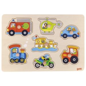 Puzzle din lemn Mijloacele de transport 7 piese GOKI