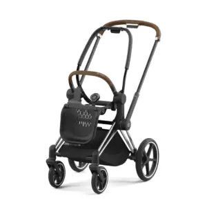 Baza roti Priam Frame & Seat Hardpa Chrome Brown -hrom cu maner cafeniu CYBEX