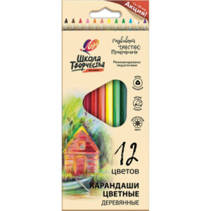 Creioane color Scoala Creatie din lemn triunghiular 12 cul Луч