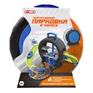 Set portabil intr-o roata Sectie de politie, albastru Funky Toys
