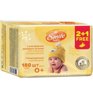 Servetele umede cu clapeta extract musetel si aloe 60buc.2+1 Gratis Smile Baby