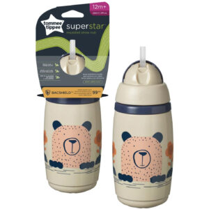 Cana Strow izot cu pai cu protectie Bacshield 12+ gri 266 ml Tommee Tippee