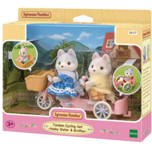 Set de joaca Tandem Cycling Set -Husky Sister and Brother Sylvanian Families