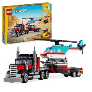 Camioneta-platforma cu elicopter Creator 3-in-1 LEGO