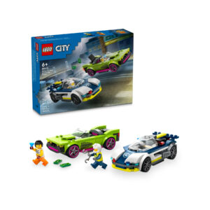 Urmarire cu masina de politie si masina puternica City LEGO