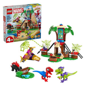 Infruntarea dintre dinozaurii Spidey si Gobby la casa-sediu din copac MARVEL LEGO