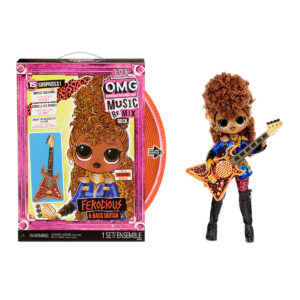 Set papusa L.O.L. SURPRISE! seria O.M.G. Remix Rock - FEROCIOUS cu bass chitara