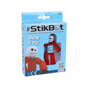 Figurina robot cu ventuze rosu-alb Stikbot