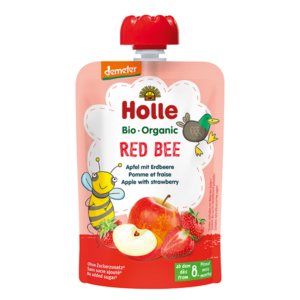Piure Holle Bio Organic Red Bee de mere, capsune (8 luni+) 100g